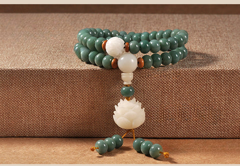 Natürliche grüne Haut verwitterte grüne Yin-Haut Bodhi-Wurzel-Armband 108 Stück, Bodhi-Samen Wenwan Buddha-Perlen Rosenkranz m3331235