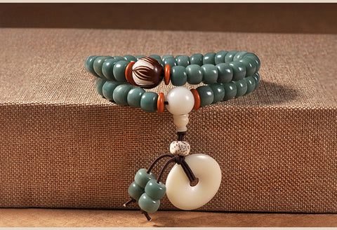 Natürliche grüne Haut verwitterte grüne Yin-Haut Bodhi-Wurzel-Armband 108 Stück, Bodhi-Samen Wenwan Buddha-Perlen Rosenkranz m3331235