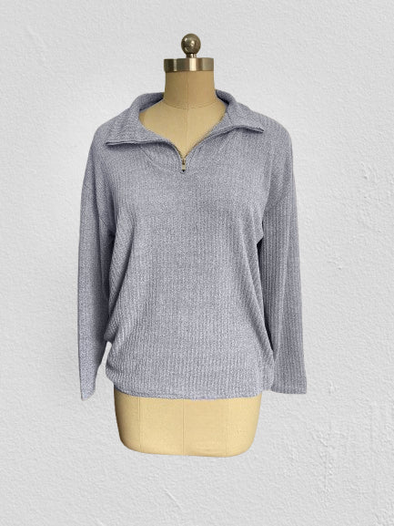 Pull zippé à manches longues en tricot pour femme m300389 