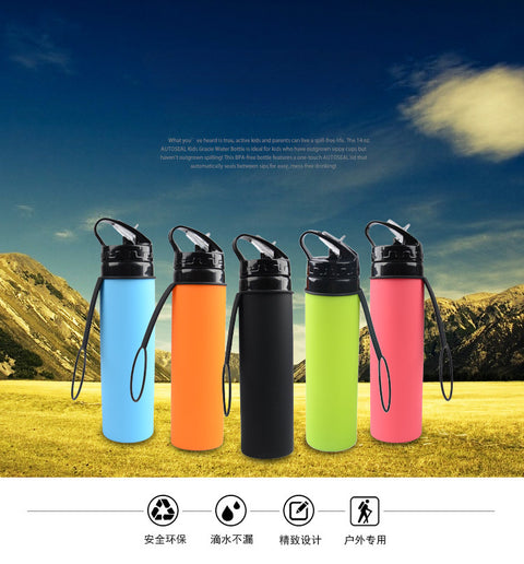 600 ml Outdoor Radfahren Wasserbecher Tragbarer faltbarer Silikon-Wasserbeutel Geschenk Sportwasserflasche M3330622 