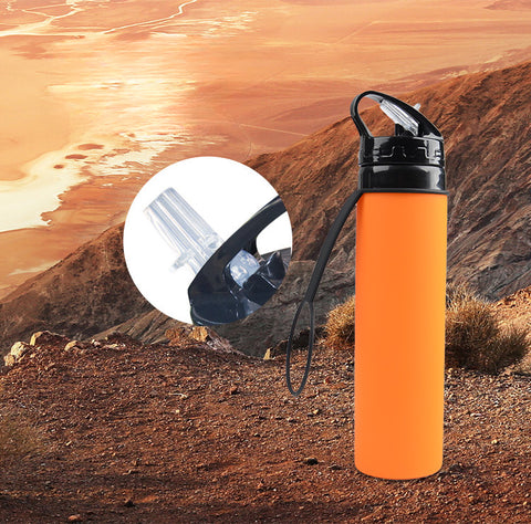 600 ml Outdoor Radfahren Wasserbecher Tragbarer faltbarer Silikon-Wasserbeutel Geschenk Sportwasserflasche M3330622 