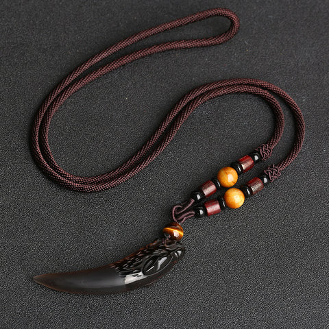 Wolfszahnanhänger, natürliche Eisobsidian-Paarkette, Kristallschmuck m3331247