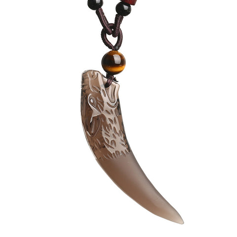 Wolfszahnanhänger, natürliche Eisobsidian-Paarkette, Kristallschmuck m3331247