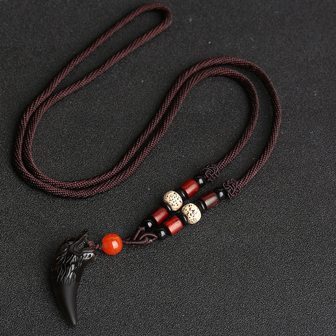 Wolfszahnanhänger, natürliche Eisobsidian-Paarkette, Kristallschmuck m3331247