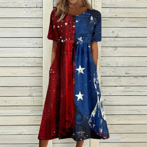 3D digital printing round neck short sleeve comfortable women's dress m302988