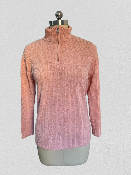 Pull zippé à manches longues en tricot pour femme m300389 