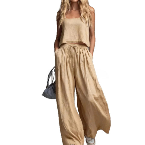 Fashion casual vest loose wide-leg pants women's suit m302950