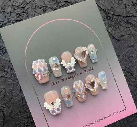 Reine handgemachte Rüstung Engelsflügel Nagelaufkleber m3331212
