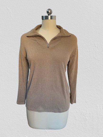 Pull zippé à manches longues en tricot pour femme m300389 
