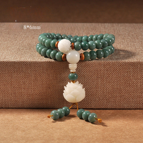 Natürliche grüne Haut verwitterte grüne Yin-Haut Bodhi-Wurzel-Armband 108 Stück, Bodhi-Samen Wenwan Buddha-Perlen Rosenkranz m3331235
