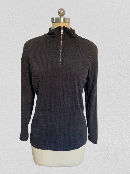Pull zippé à manches longues en tricot pour femme m300389 