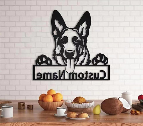 Kunstwerk Anhänger Schäferhund Kunst Silhouette Wand m3330881
