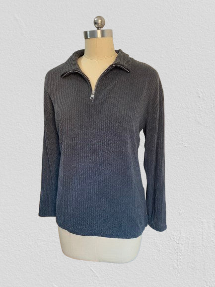 Pull zippé à manches longues en tricot pour femme m300389 