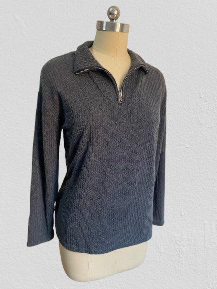 Pull zippé à manches longues en tricot pour femme m300389 
