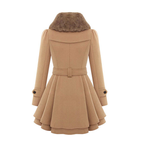 Damenbekleidung schmal geschnittene lange Wolljacke zweireihiger Woll-Trenchcoat Damen m300531 