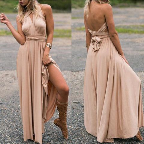 Explosive multi-wearing method multi-rope cross backless sexy bandage dress long dress dress m301601