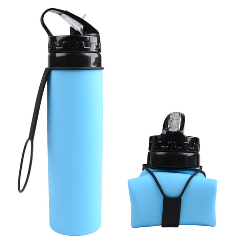 600 ml Outdoor Radfahren Wasserbecher Tragbarer faltbarer Silikon-Wasserbeutel Geschenk Sportwasserflasche M3330622 