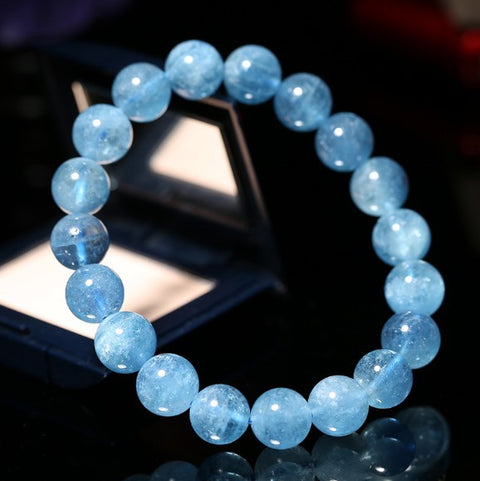 Natürliches brasilianisches Aquamarin-Armband mit Einzelkreis-Eiskristall-Armband, Schmuck m3331240