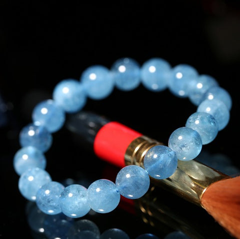 Natürliches brasilianisches Aquamarin-Armband mit Einzelkreis-Eiskristall-Armband, Schmuck m3331240
