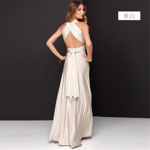 Explosive multi-wearing method multi-rope cross backless sexy bandage dress long dress dress m301601