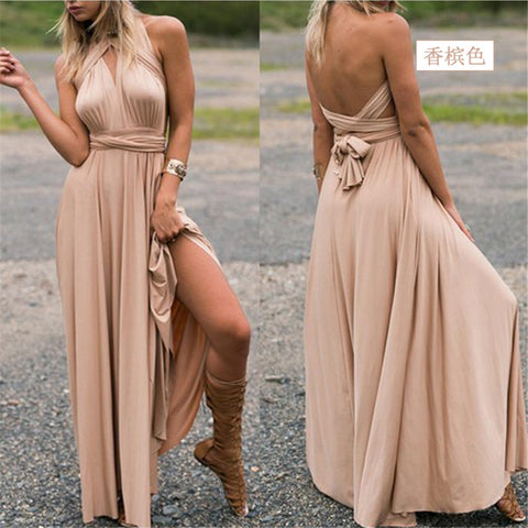Explosive multi-wearing method multi-rope cross backless sexy bandage dress long dress dress m301601