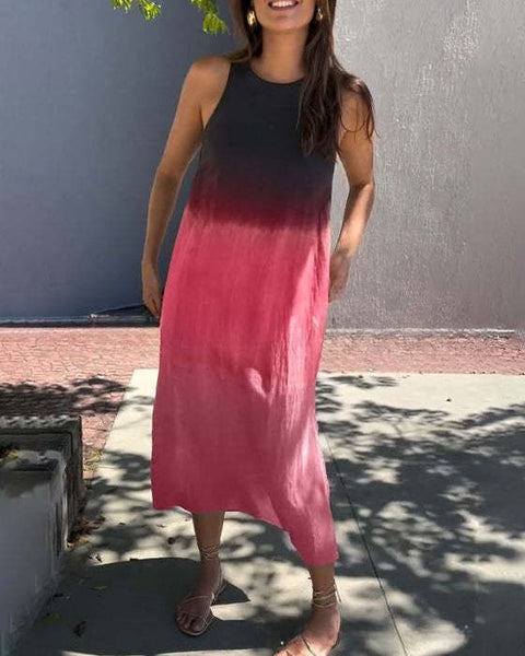 Women's dress AliExpress loose sleeveless printed vest long dress dress m302053