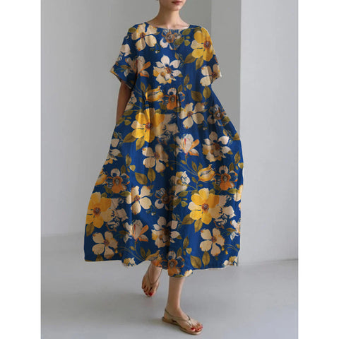 Linglong Leinen Kurzarm Damenkleid M300183 