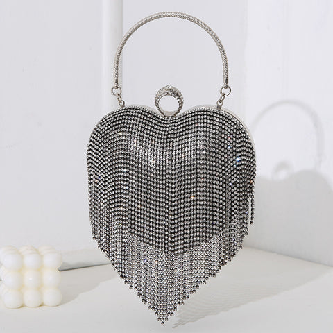 Sac à main en strass avec pompon et diamants, sac de dîner tendance m3331046