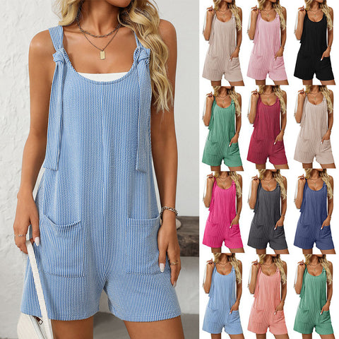 Lässige Mode Twist Streifen gestrickte Overall Overalls Frauen m300957 