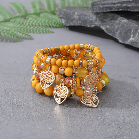 Nouveau bracelet bohème créatif à pompons et perles multicouches m3331286