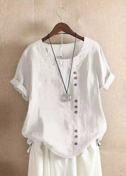 Loose cotton and linen T-shirt cotton and linen women's clothing m300111
