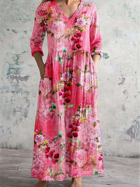 Robe mi-longue à imprimé floral pour femme m301039