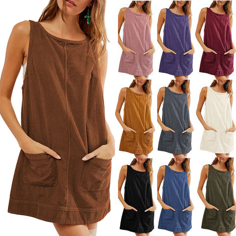 Ärmelloses Westenkleid aus Cord m300965 