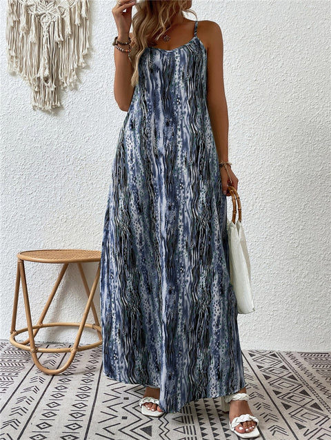 Robe à bretelles taille moyenne à imprimé tendance m300016 