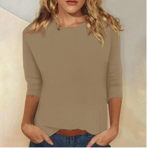 Crew neck print solid color T-shirt m300770