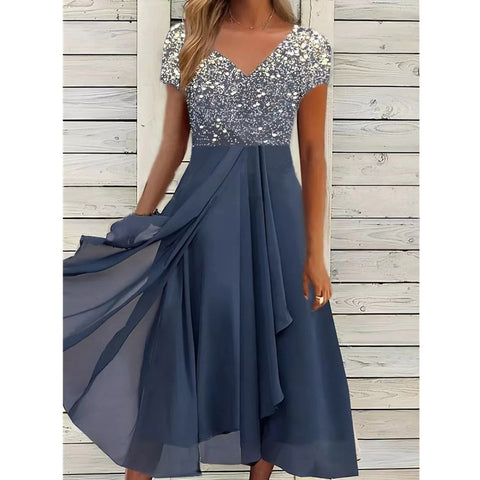 Chiffon Patchwork Damenkleid m300039 