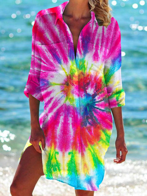 Bikinijacke Shirt Badeanzug Strickjacke Damen bedruckt Resort Strandshirt m301274 