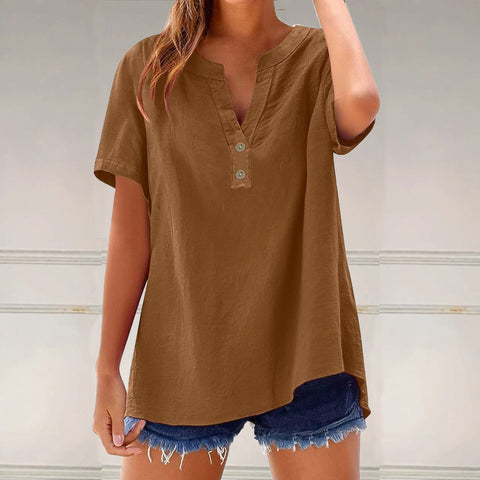Chemise décontractée pour femme, haut polyvalent en coton et lin, mode m301204 