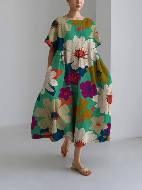 3D-Baumwollimitat-Pull-Frame-Craft-Damen-Pendelkleid m301038