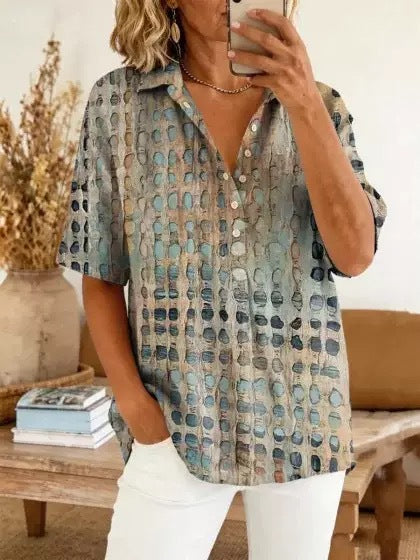 Summer shirt button-down collar pullover top m302960