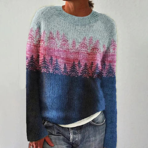 New sweater crew neck color matching loose fashion pullover knitted sweater m300454