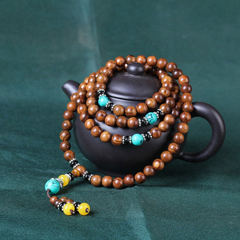 Bracelet en perles naturelles de Bouddha Huanghuali vietnamiennes, bracelet en bois de rose et lotus, bracelet en bois parfumé Wenwan m3331302