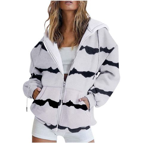 3D printed zipper European size casual fashion women's sweater m301882