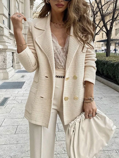 Short Textured Casual Top Long Sleeve Jacket Autumn and Winter New Women's M301625