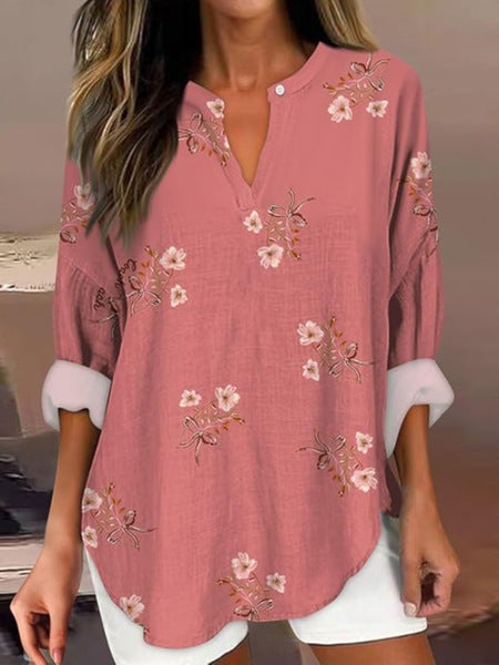 T-shirt ample à col ras du cou pour femme, imprimé floral 3D, mode féminine, m301357 