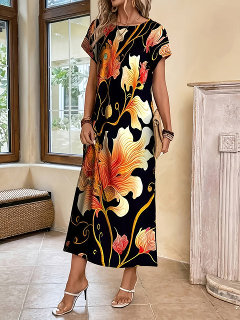 Robe élégante imprimée à manches courtes m301202 