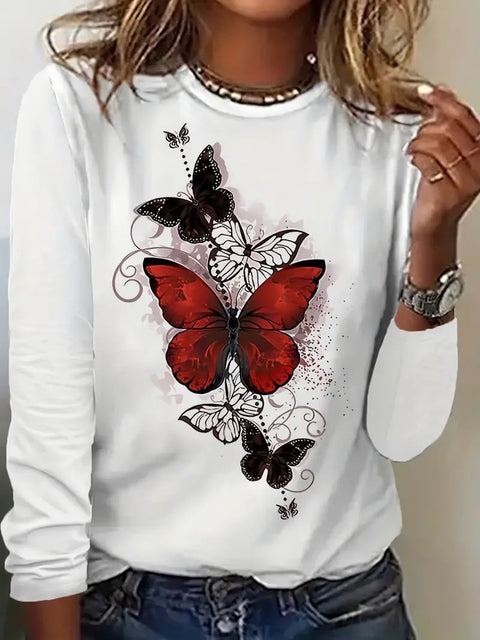 Langärmliger Rundhalspullover mit 3D-Druck m300754 
