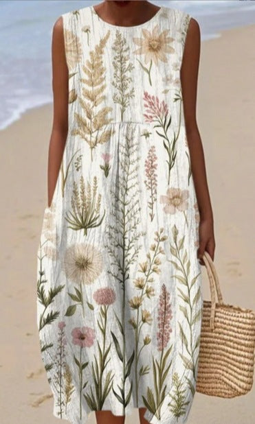 Sleeveless printed temperament long dress dress m301527