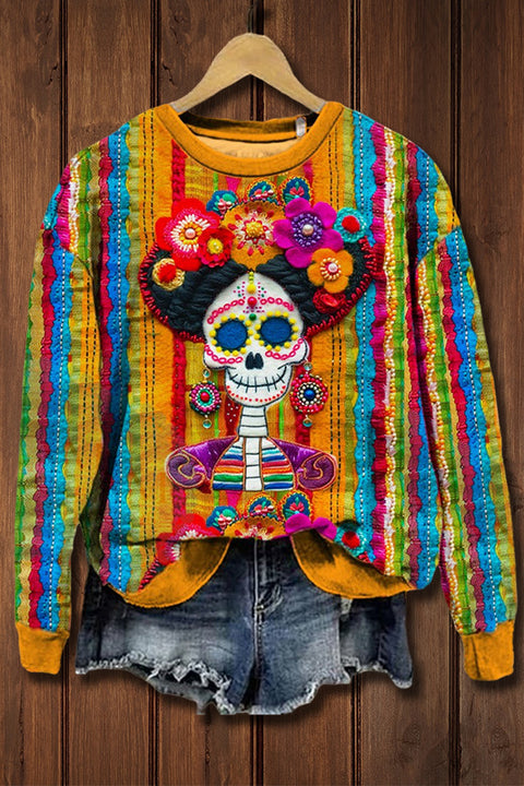 Casual floral 3D printed crew neck sweater m302127