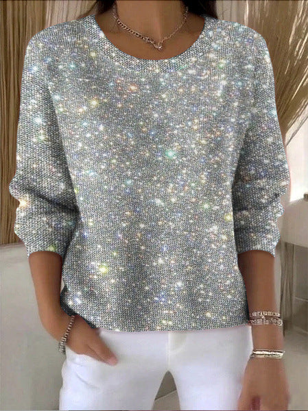 3D digital printing women's fashion round neck casual long-sleeved top m302157